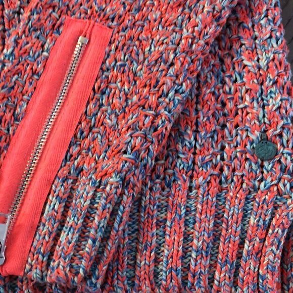 Eye catching Maison Scotch Multicolor Zip Sleeve Cotton Blend Sweater. - Picture 8 of 16